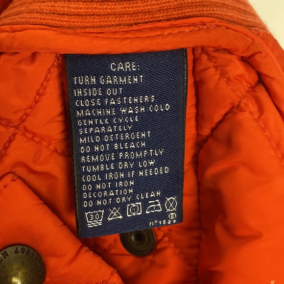 Ralph Lauren Sport Orange Quilted Suede Leather Zip Front Vest Women's Size M - Picture 7 of 10